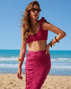 Saia midi franzida amaranto - Imagem 3