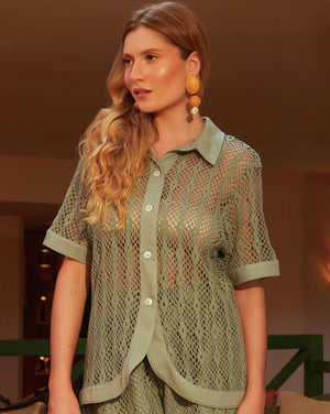 Camisa crochet sálvia - Imagem 1