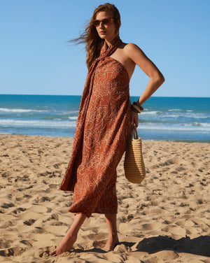 Vestido bordado terracota - Imagem 1