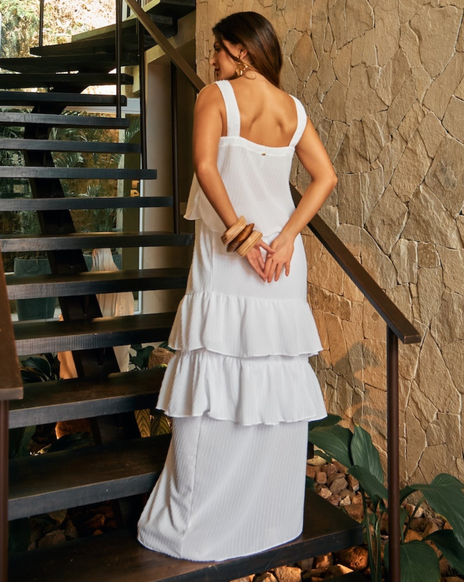 Saia longa com babados blanche