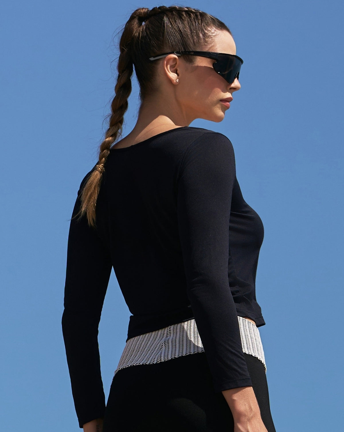Blusa manga longa cropped básica