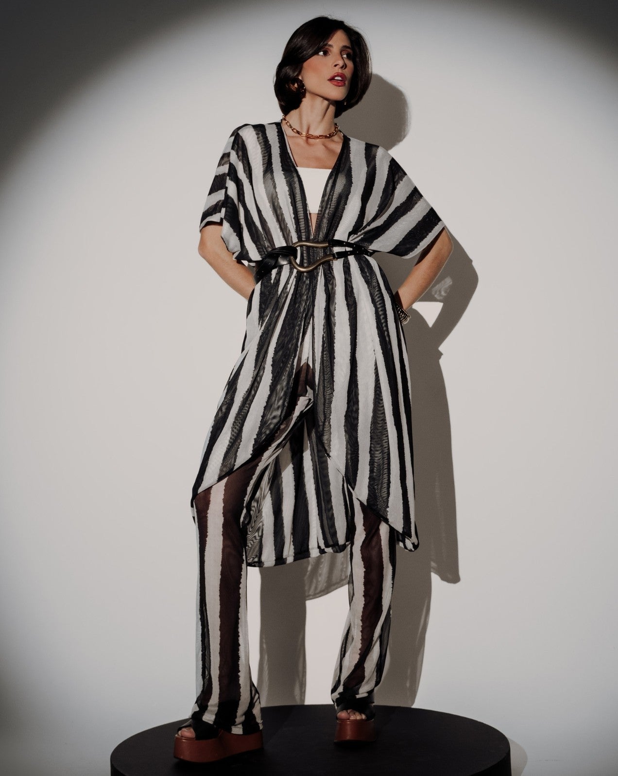 Robe em tule listra frisson - Imagem 1