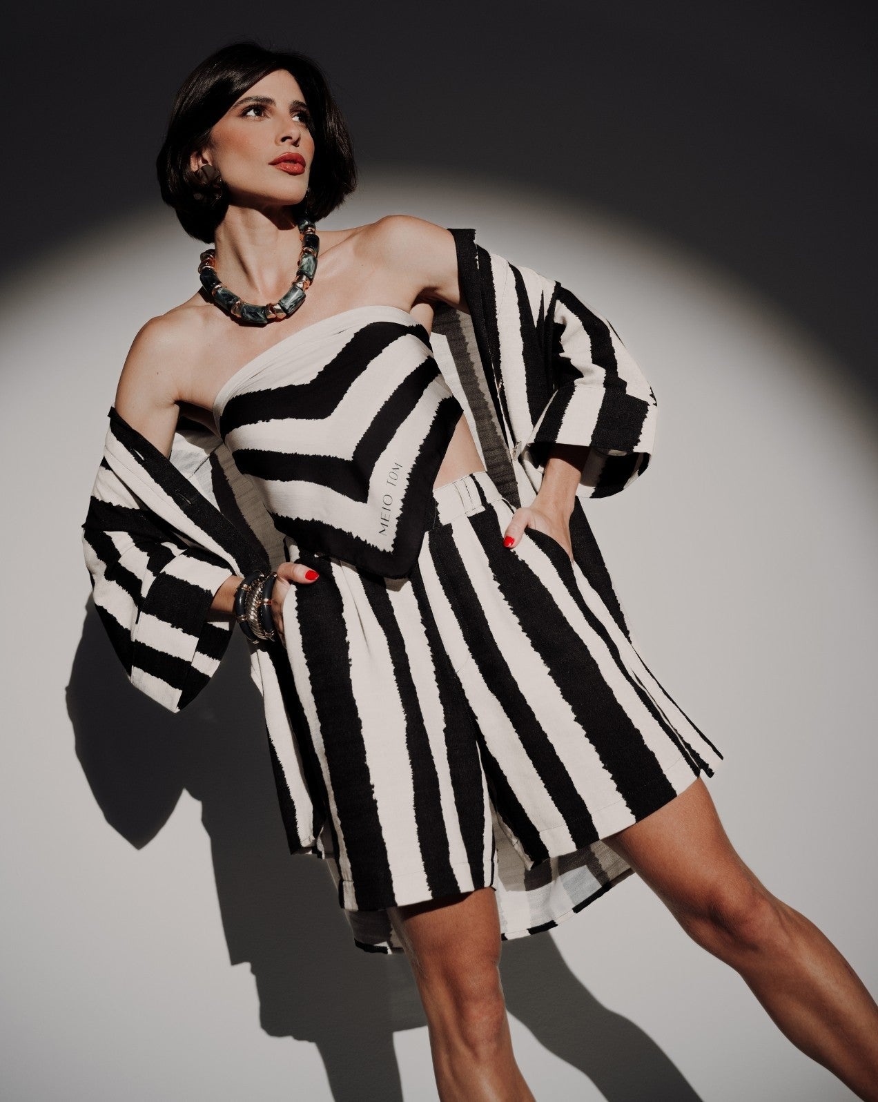 Bermuda cotonade listra frisson - Imagem 1