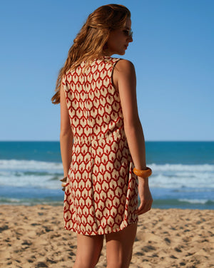 Vestido curto cotonade ladrílea - Imagem 2