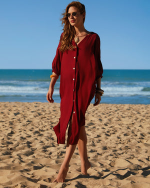 Chemise midi viscose borgonha - Imagem 1