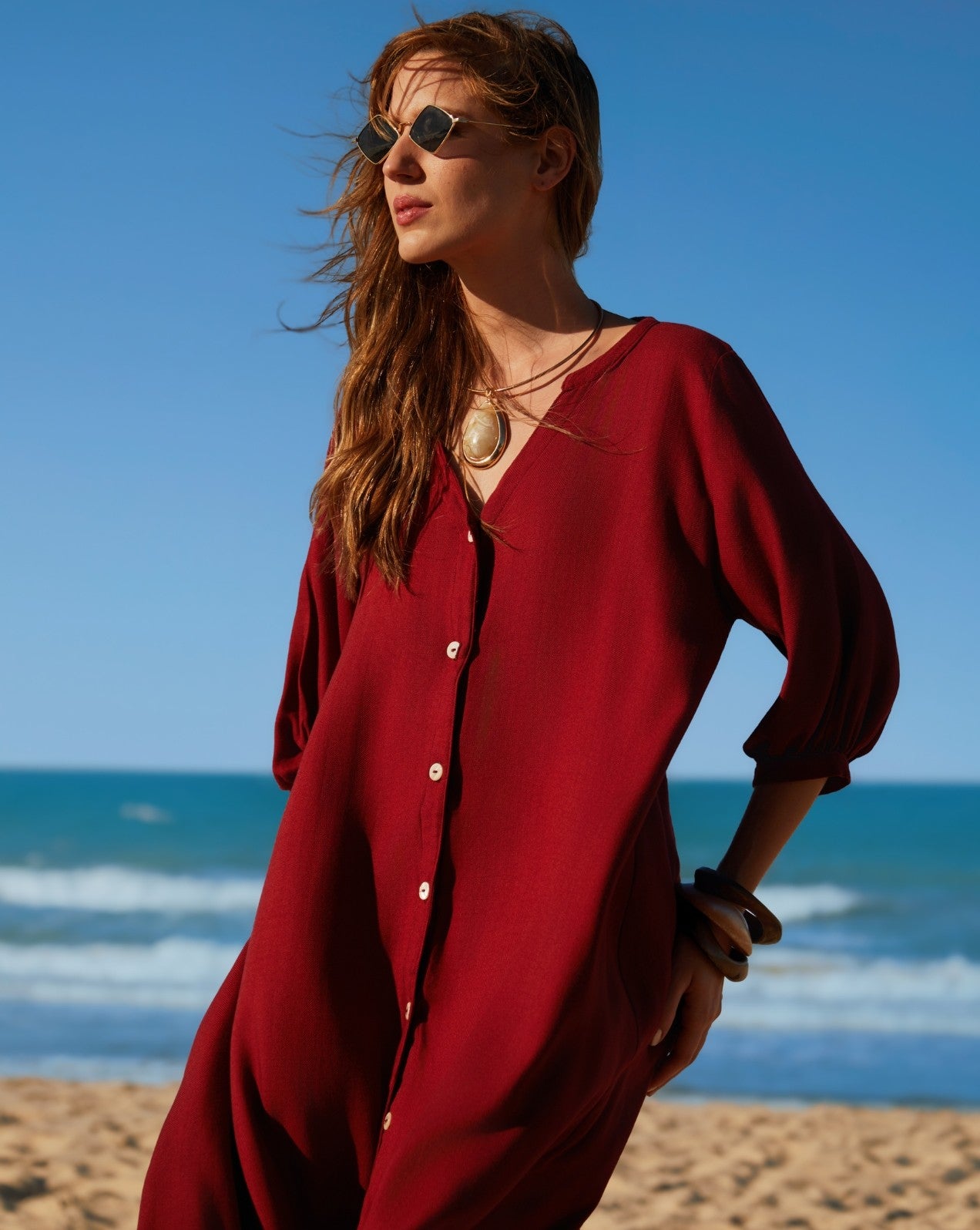 Chemise midi viscose borgonha - Imagem 3